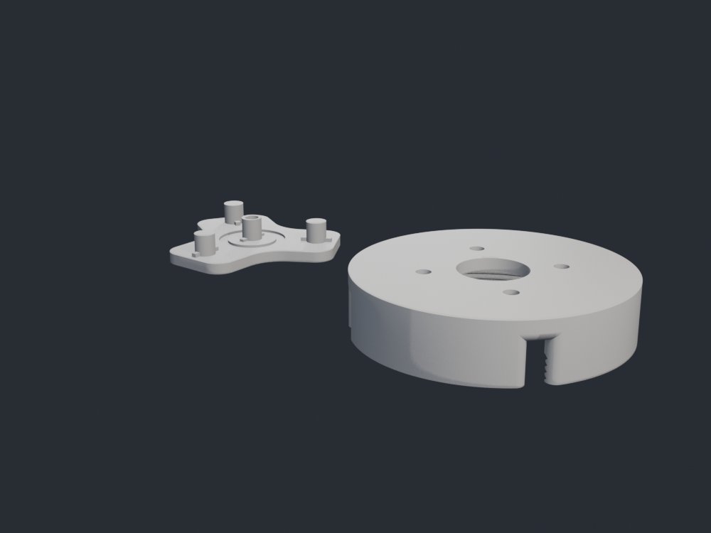Peristaltic pump body and rotor rendered from CAD