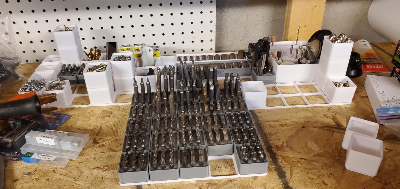Pegboard-mounted 3D-printed tool organization system